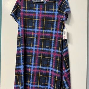 Lularoe Carly - Plaid Dress in Blue and Pink